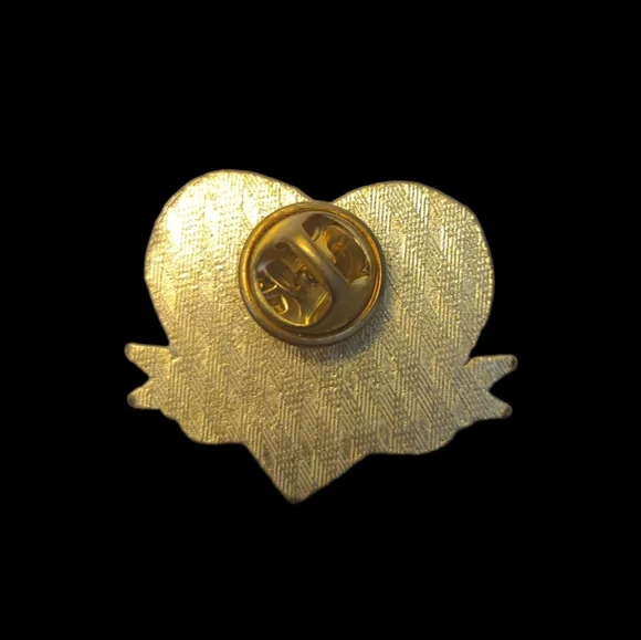 AMERICAN FLAG PIN HEART SHAPE SUPPORT OUR TROOPS GOLD TONE - Picture 3 of 4